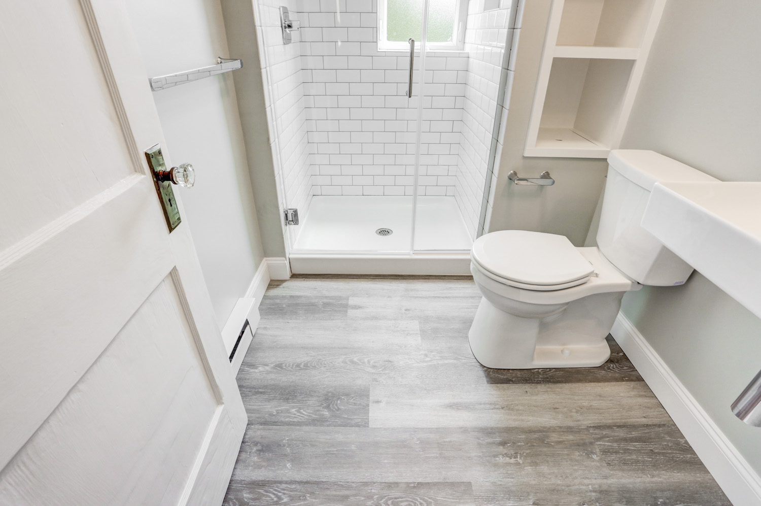 Vinyl Plank Floor in Lancaster City Bathroom Remodel