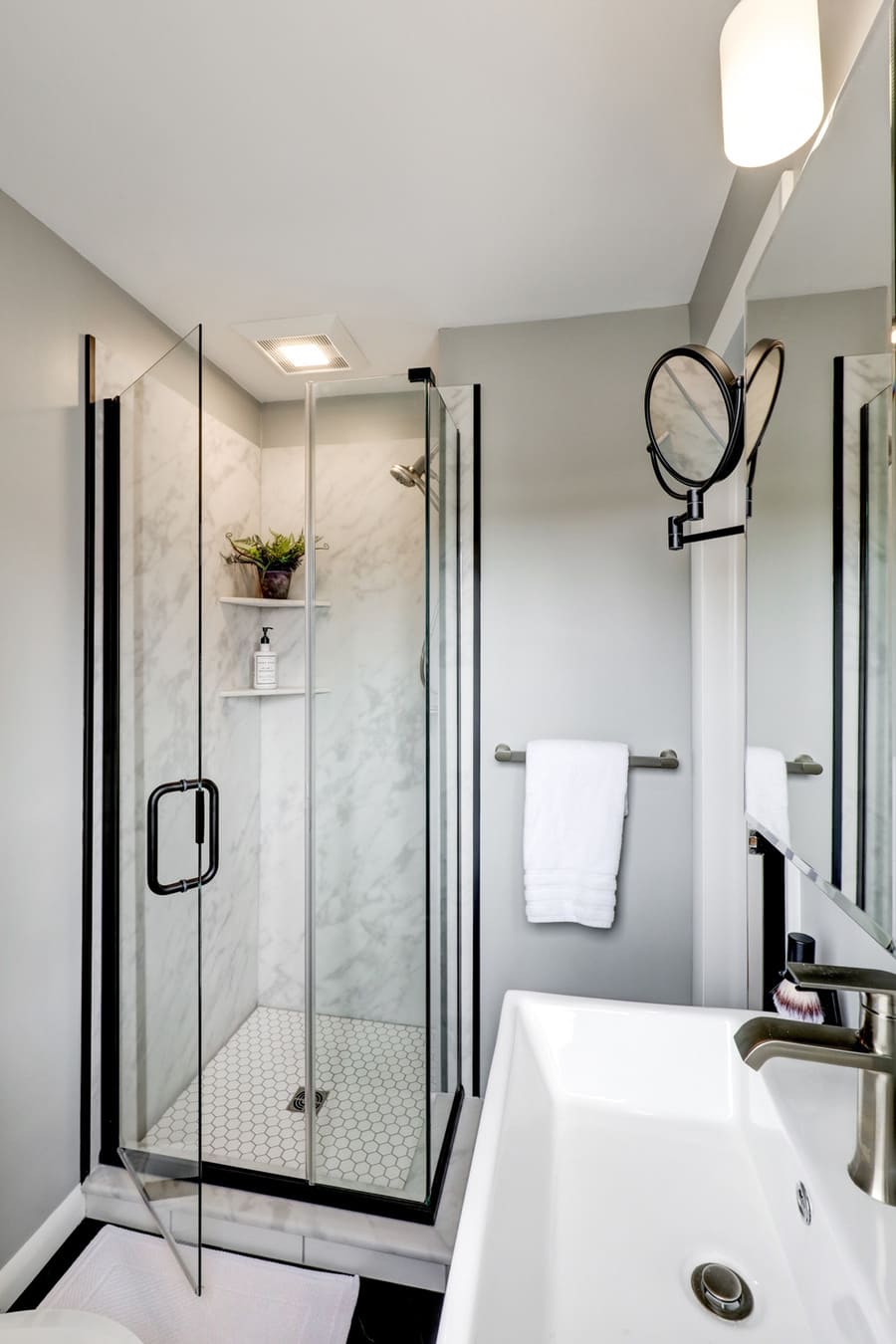 Manheim Township Small Bathroom remodel with matte black accents