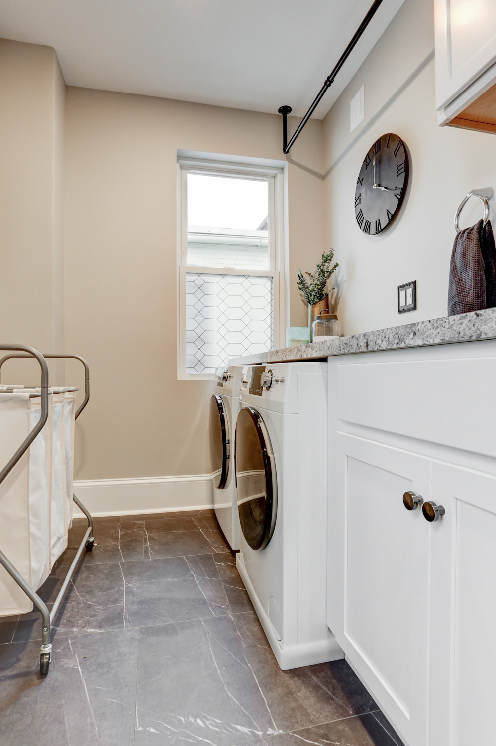 Lancaster Laundry Room Remodel with side by side washer and dryer