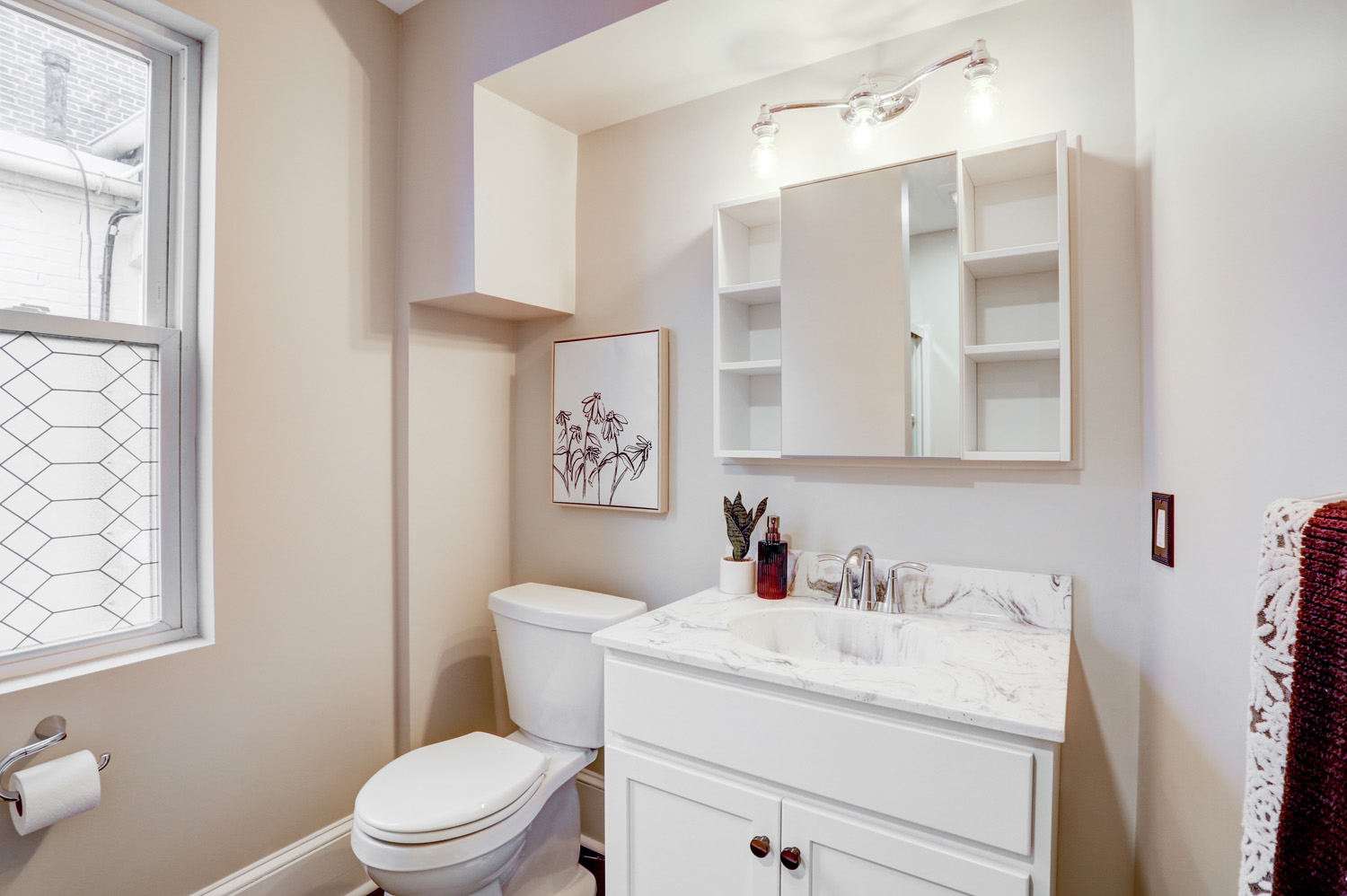 Lancaster Master Bathroom Remodel with single vanity