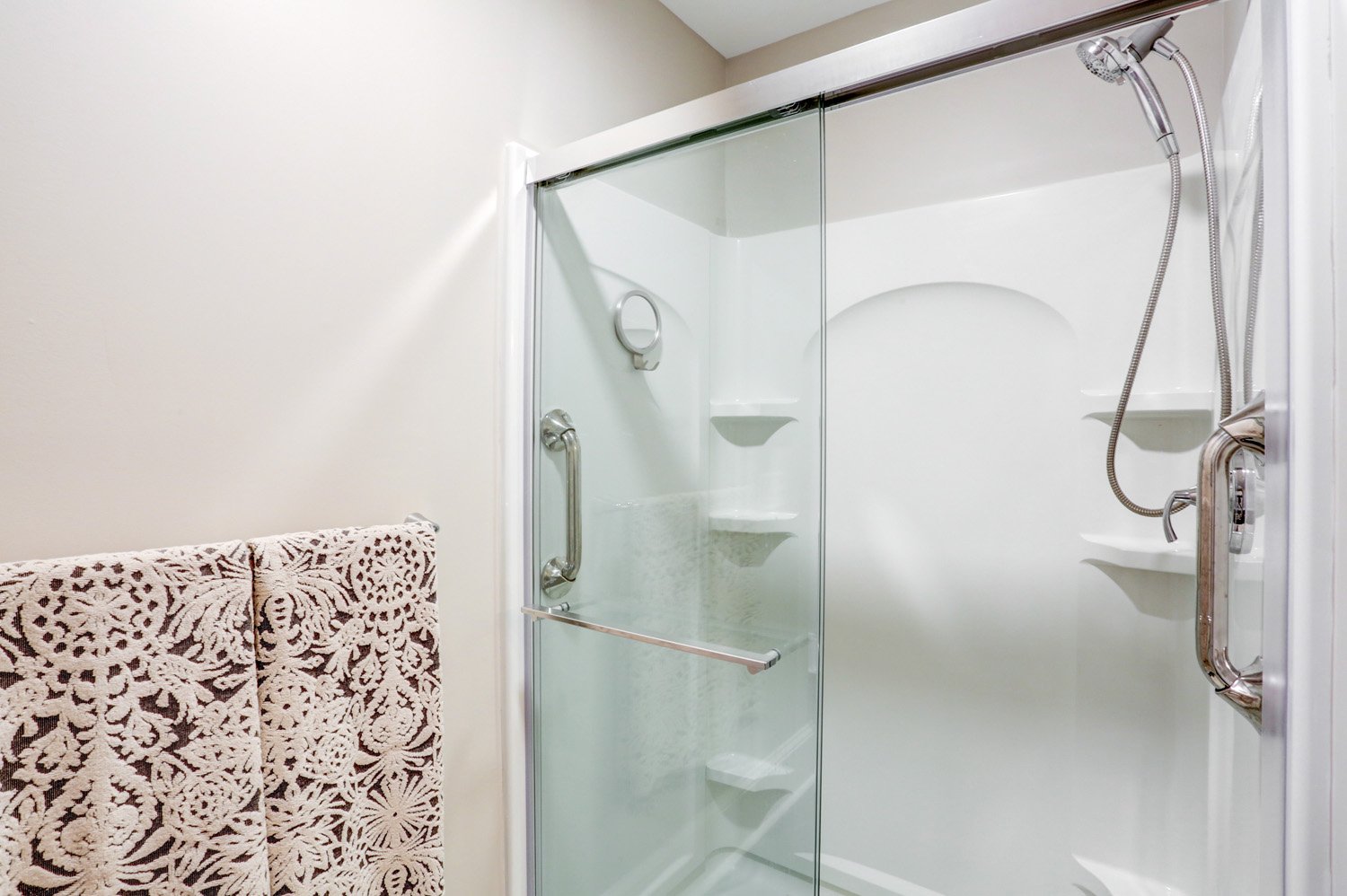 Lancaster Master Bathroom Remodel with glass shower door