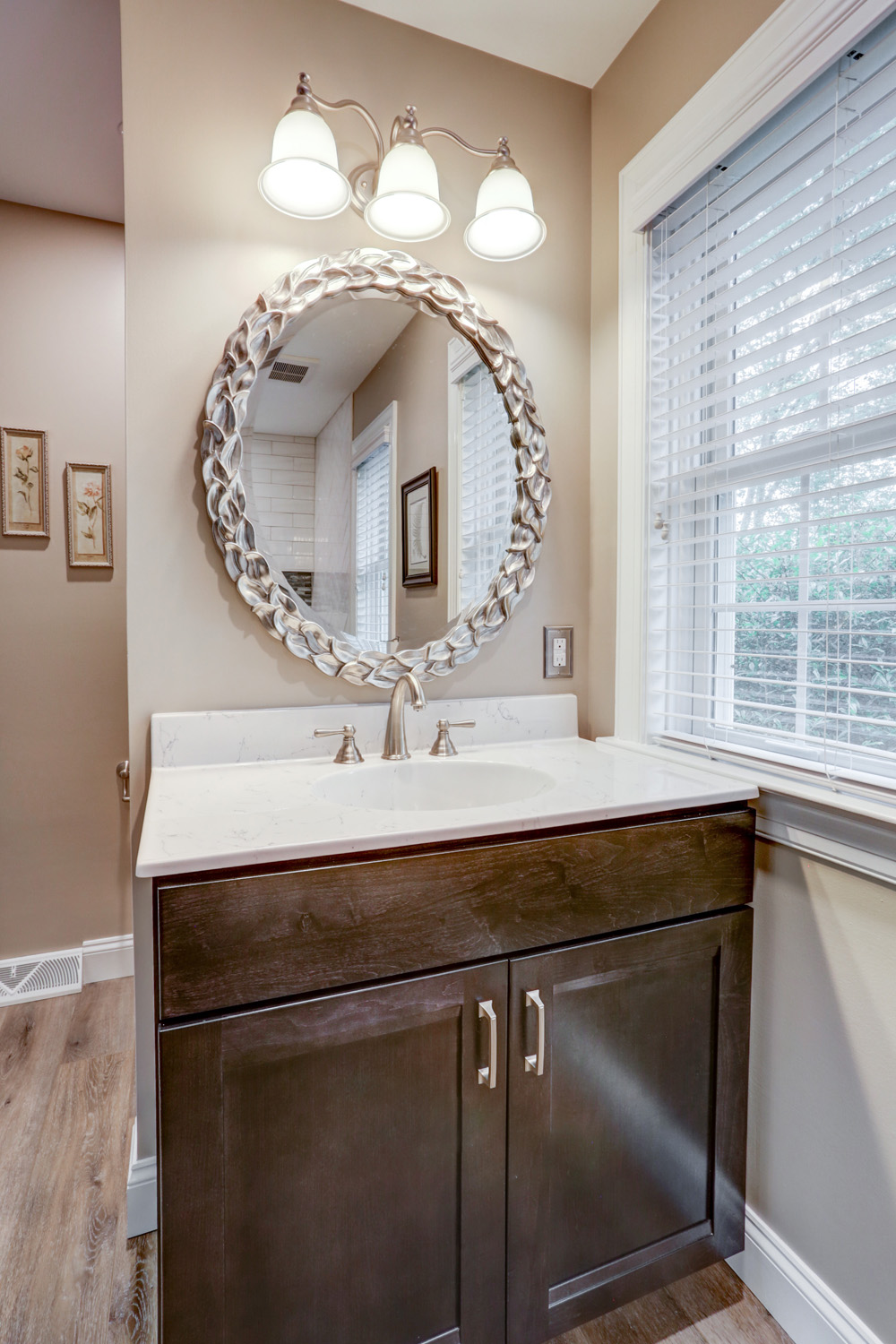 Maple Brown Vanity in Conestoga Valley Master Bathroom Remodel