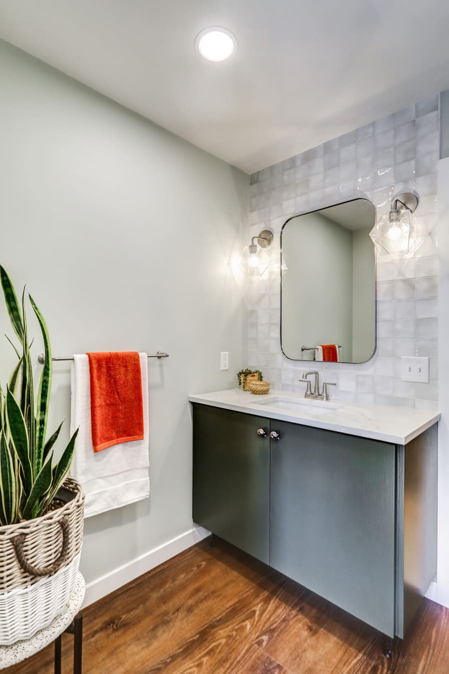 Floating vanity in Rohrerstown Bathroom Remodel