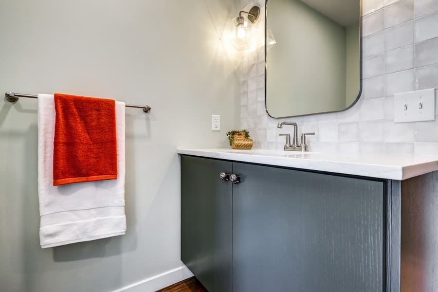 Rohrerstown Bathroom Remodel with floating vanity and quartz countertop