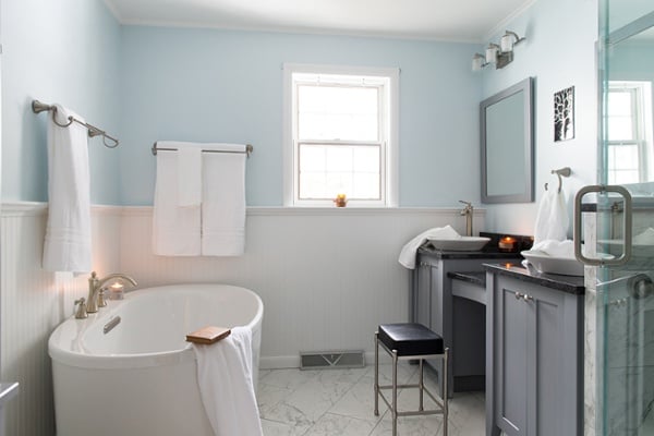 Freestanding tub in Millersville PA bathroom remodel