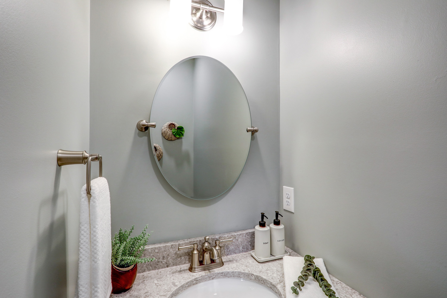 Moen Oval mirror in Lititz Powder Room Remodel