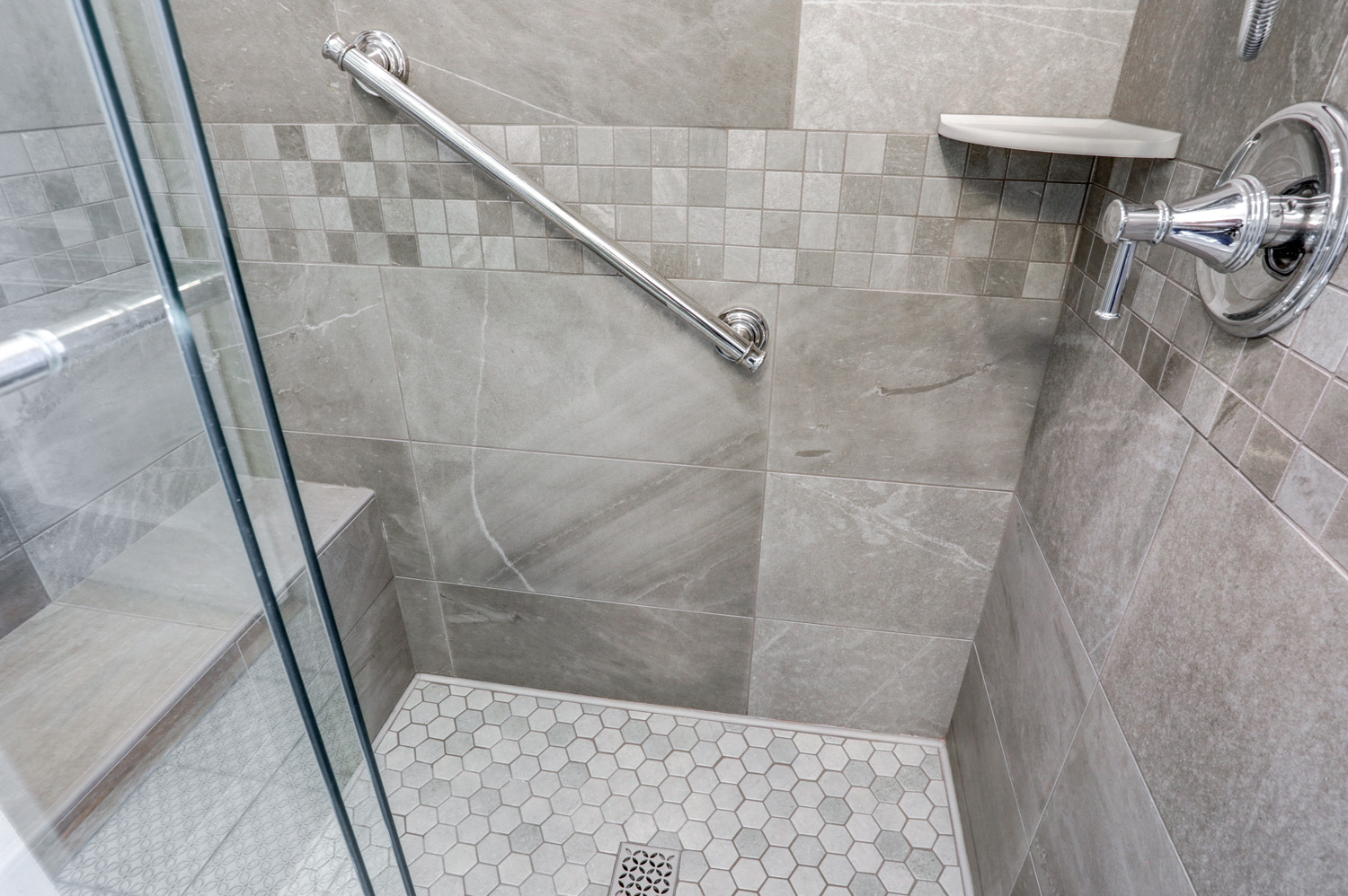 Tile shower in Manheim township bathroom remodel