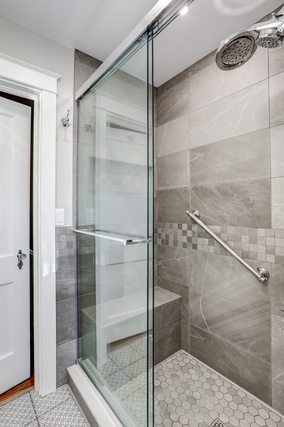 sliding glass shower doors in Manheim township bathroom remodel