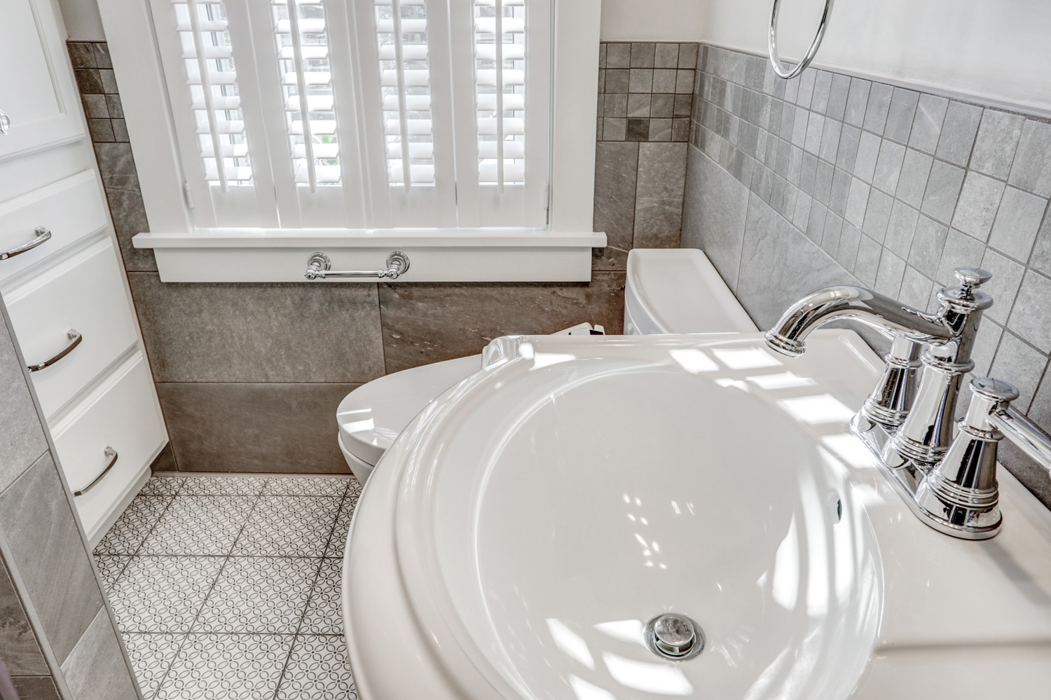 Manheim township bathroom remodel with pedestal sink