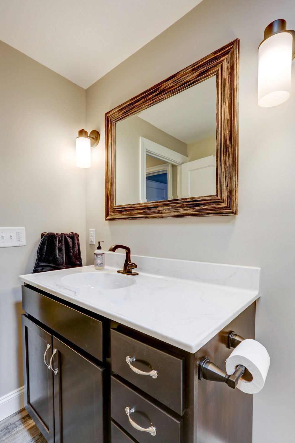 Vanity with cultured marble top in Lancaster Bathroom Remodel