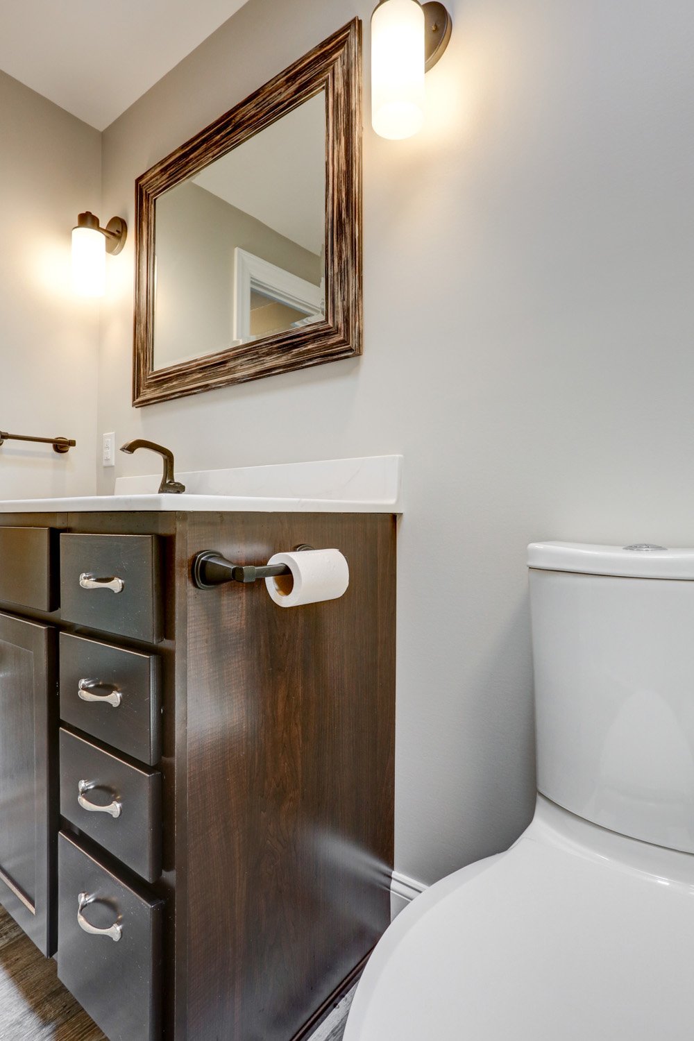 Dark espresso vanity in Lancaster Bathroom Remodel