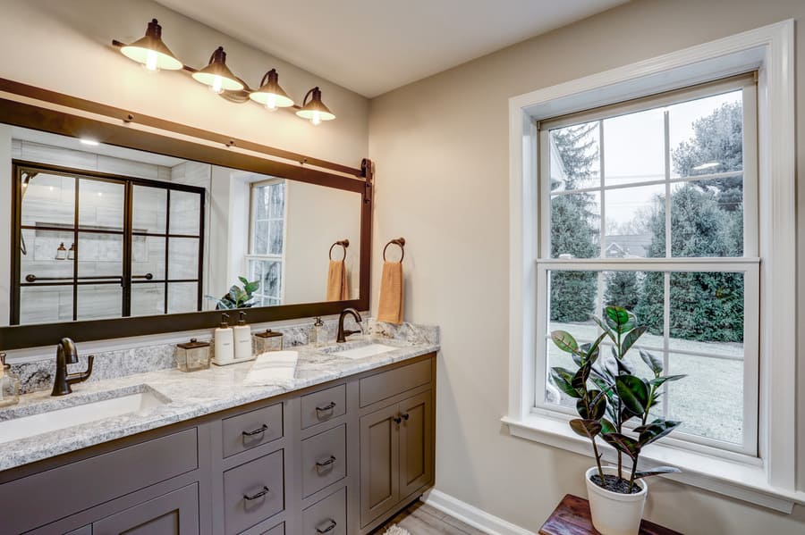 Manheim Township Master Bathroom Remodel with matte black accents