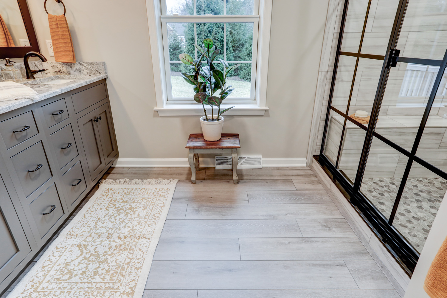 Manheim Township Bathroom with conway oak vinyl plank flooring