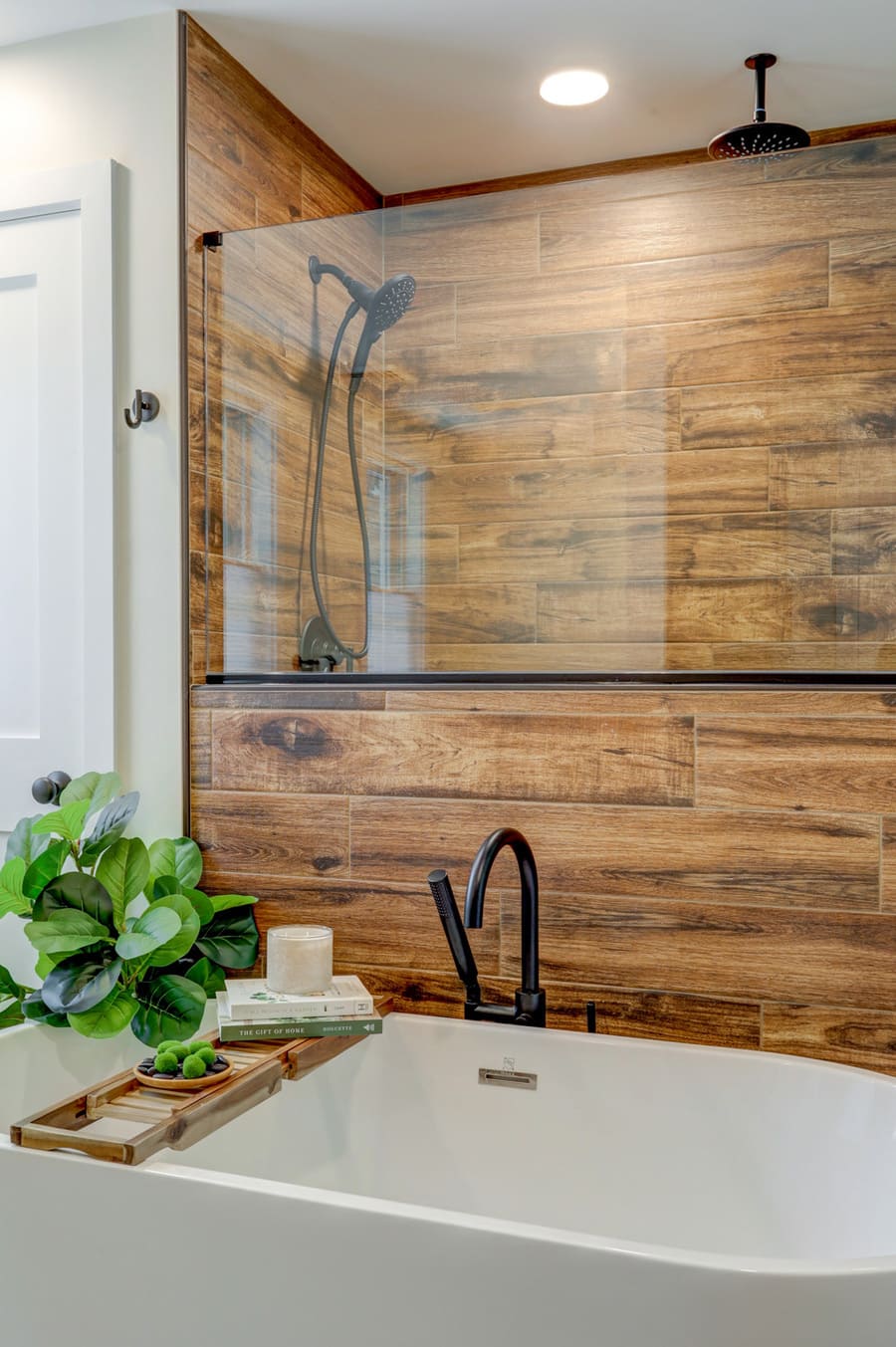 Lancaster Bathroom Remodel wood tile shower