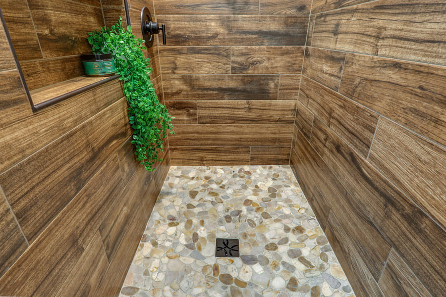 stone shower floor in Lancaster Bathroom Remodel 