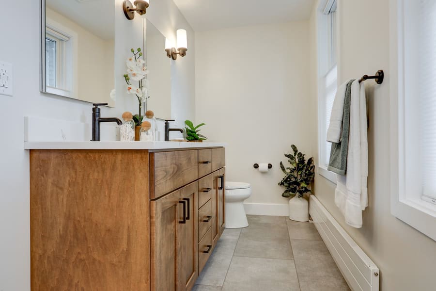 Maple vanity in Lancaster Bathroom Remodel 