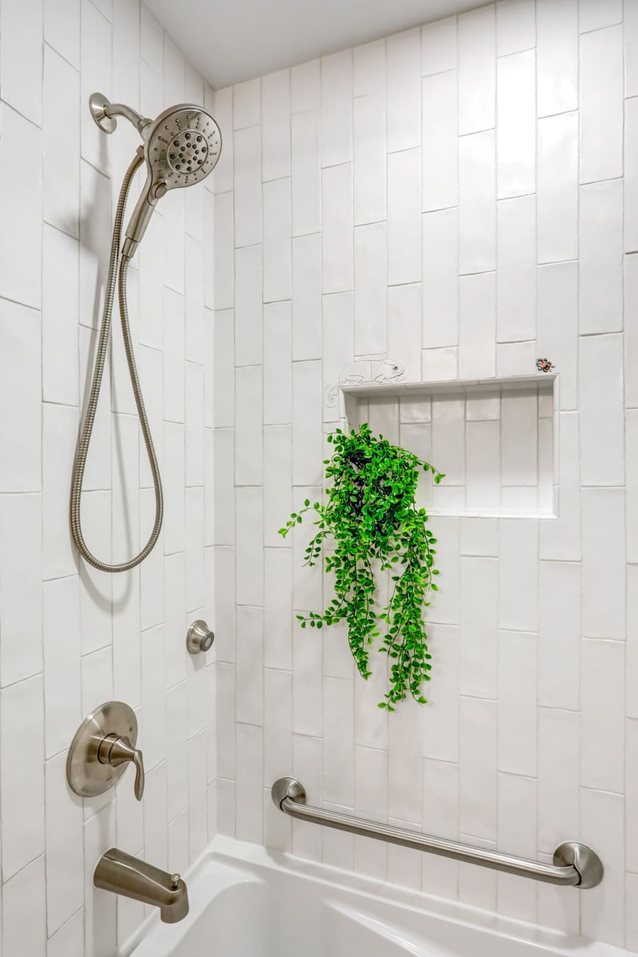 shower with brushed nickel accents in Rohrerstown Bathroom Remodel