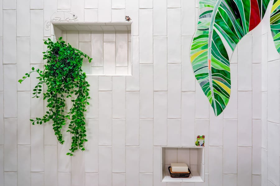 Tile shower with mosaic art in Rohrerstown Bathroom Remodel