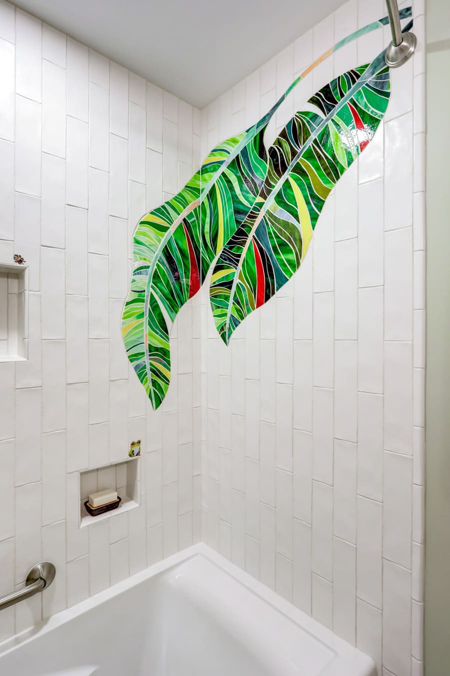 Rohrerstown Bathroom Remodel with mosaic art in shower