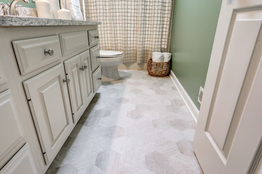 Luxury sheet vinyl in Centerville Kids Bathroom Refresh