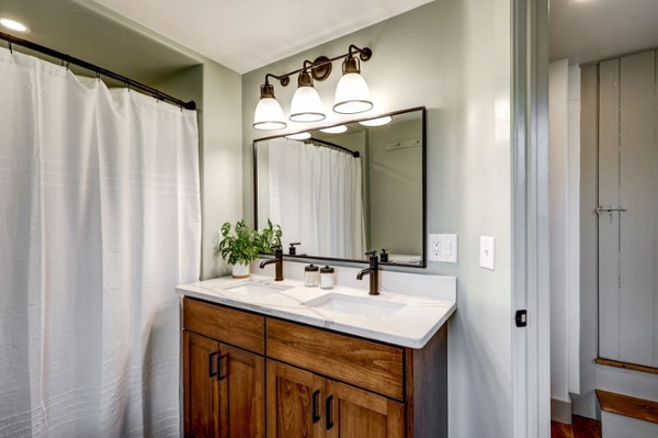 Custom stained vanity in Lancaster bathroom remodel