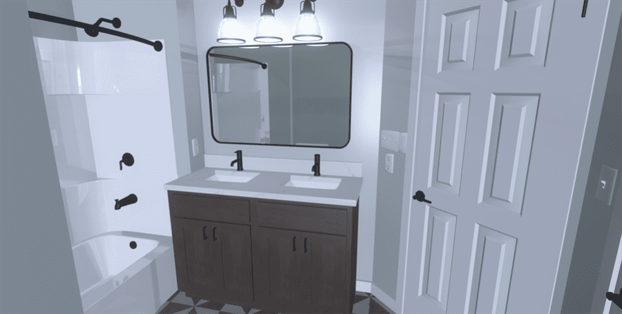 Design rendering of Elizabethtown bathroom remodel