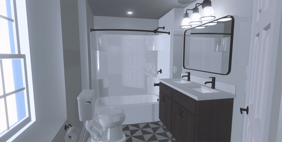 Design rendering of Elizabethtown bathroom remodel