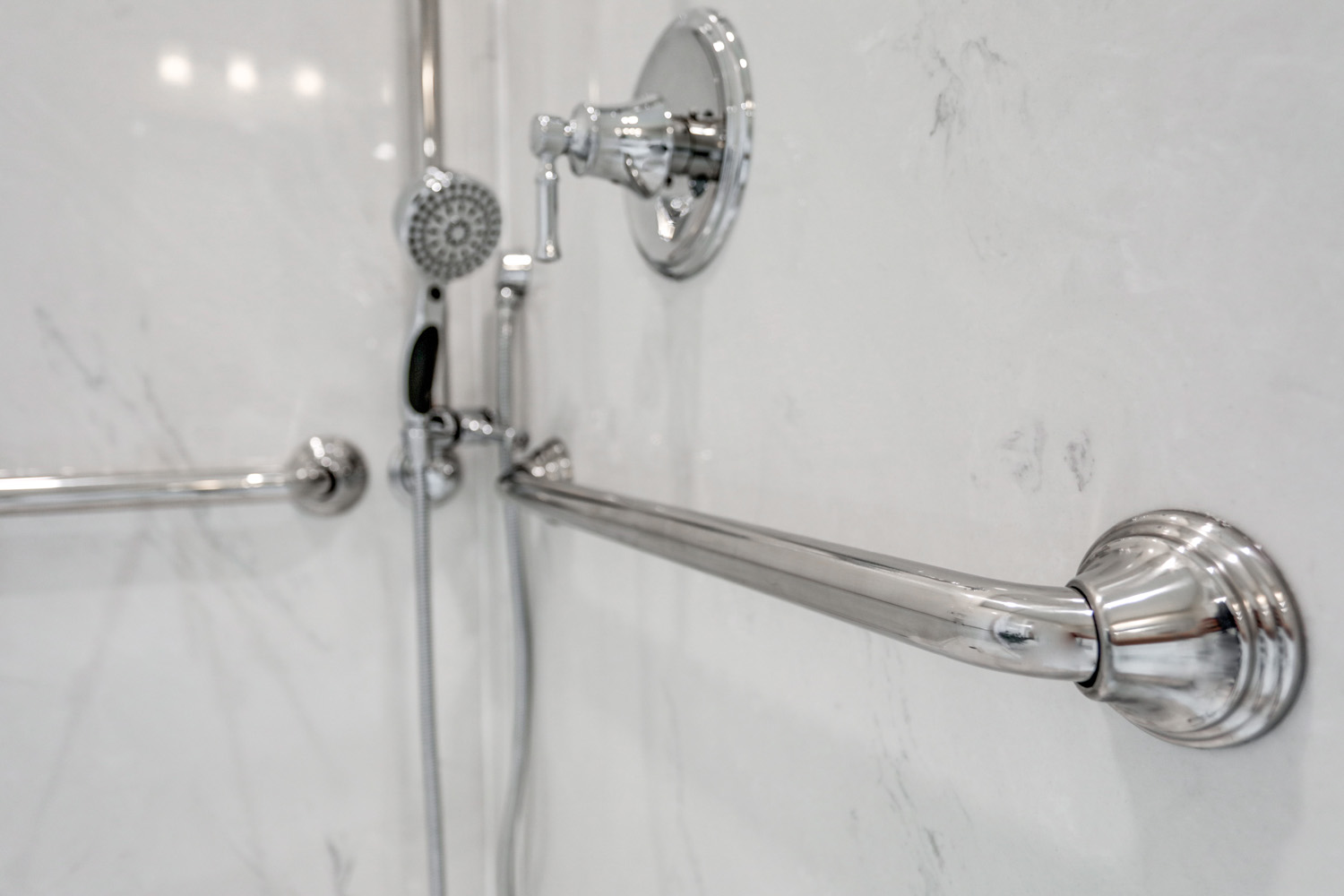 Grab bars in Lebanon bathroom remodel