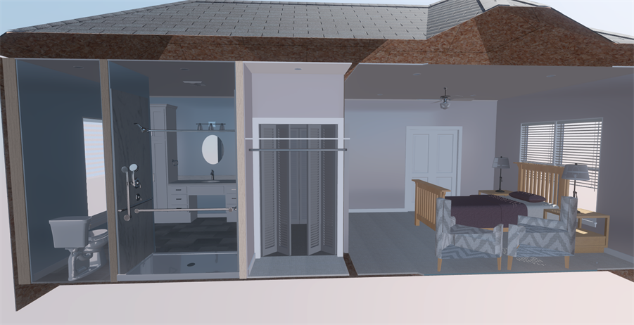 Lebanon bedroom and bathroom design rendering side view