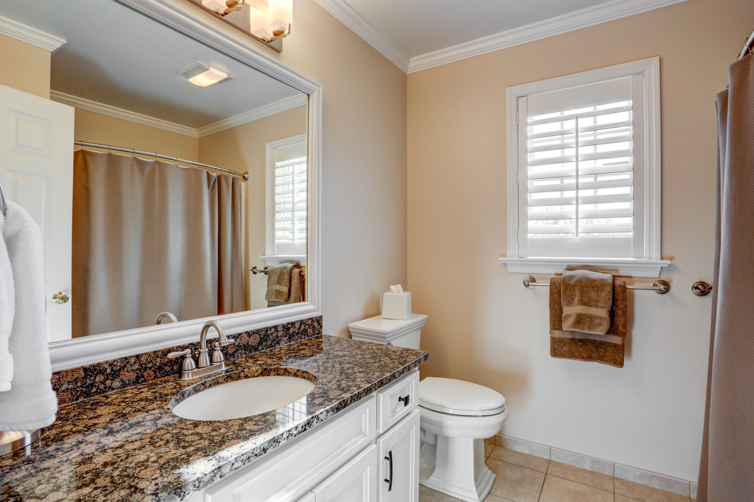 Manheim Central Hall Bathroom with new white cabinets