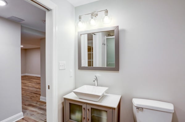 Small bathroom in Lancaster basement