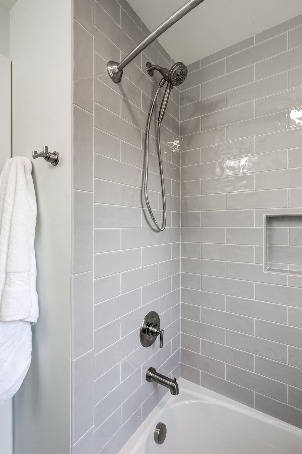 textured subway tile in Lancaster Bathroom Remodel shower