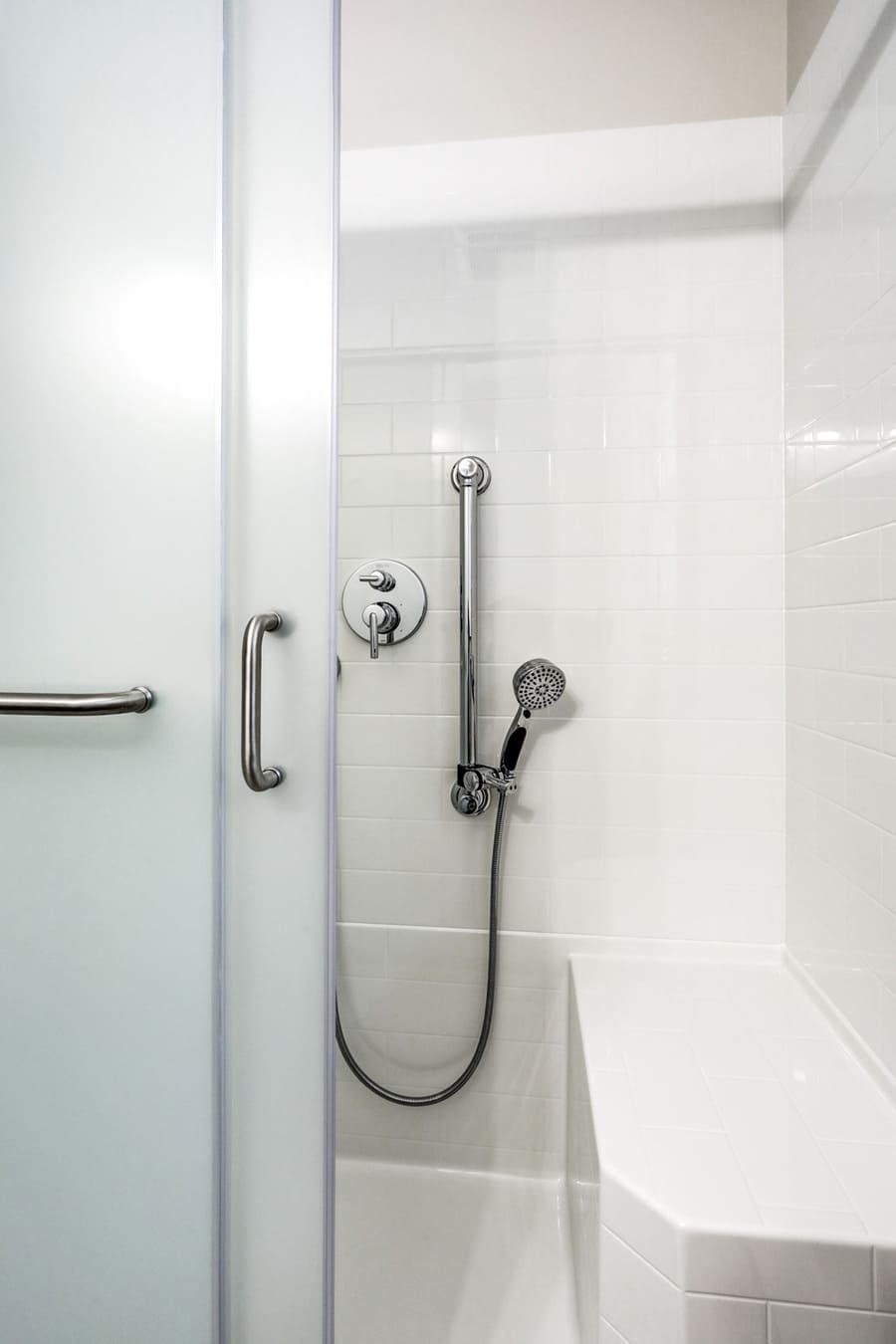 shower bench and grab bar in Landisville Bathroom Remodel