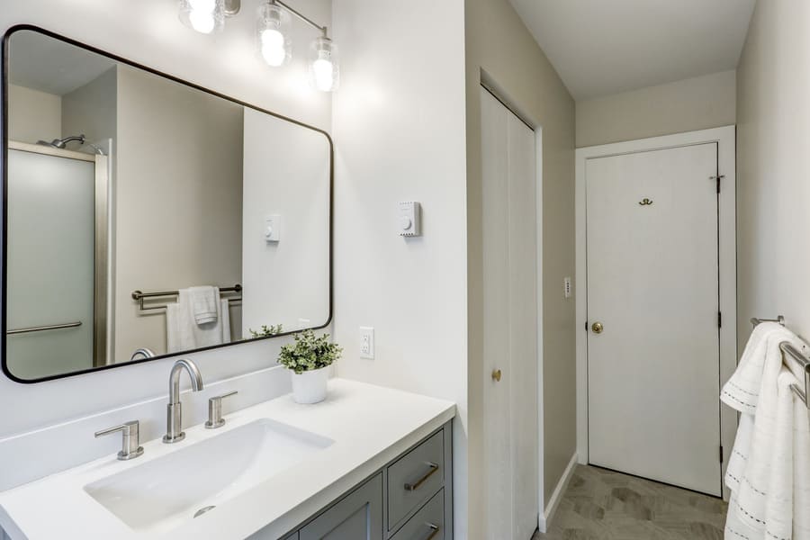 Landisville Bathroom Remodel with matte black accets