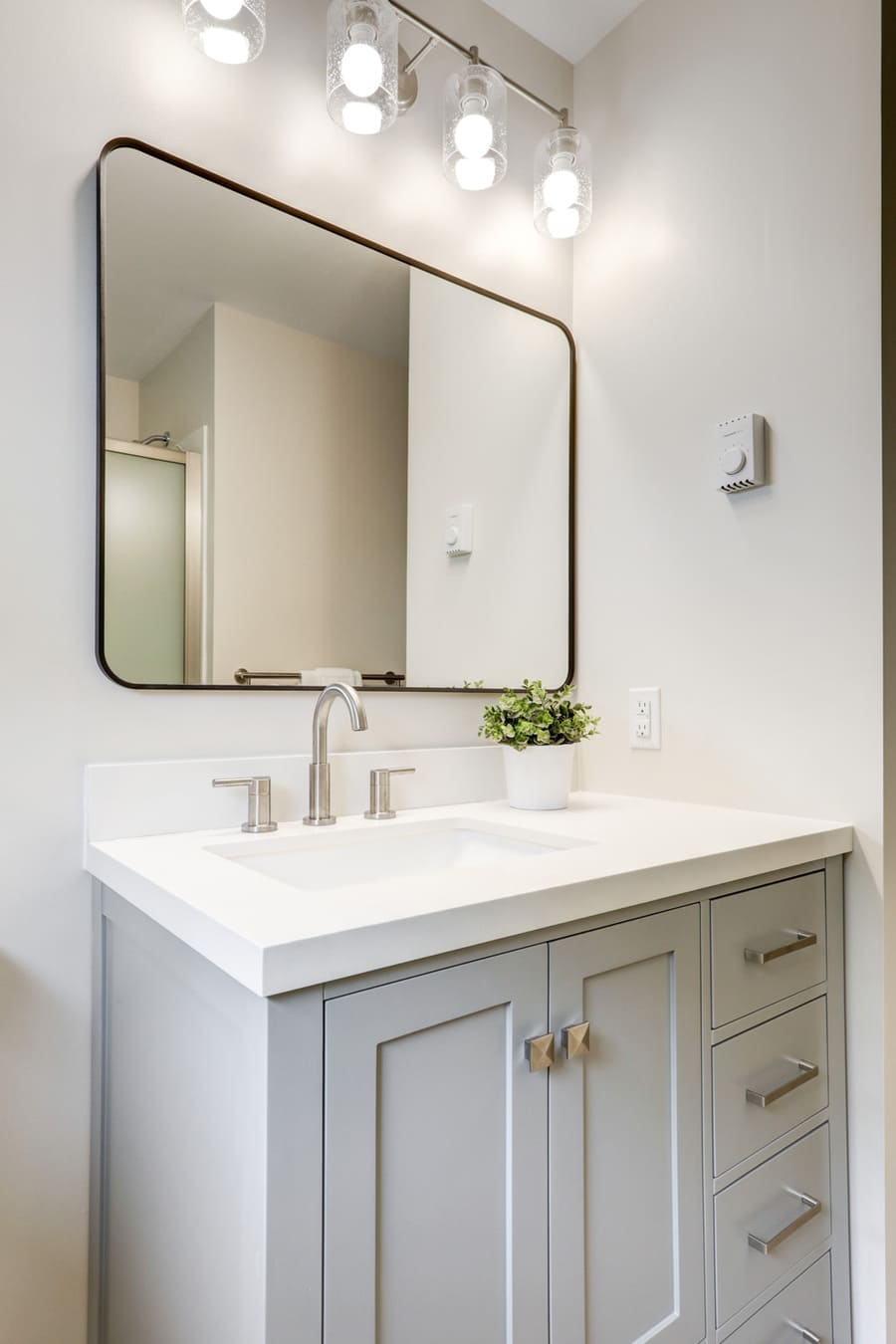 gray vanity in Landisville Bathroom Remodel