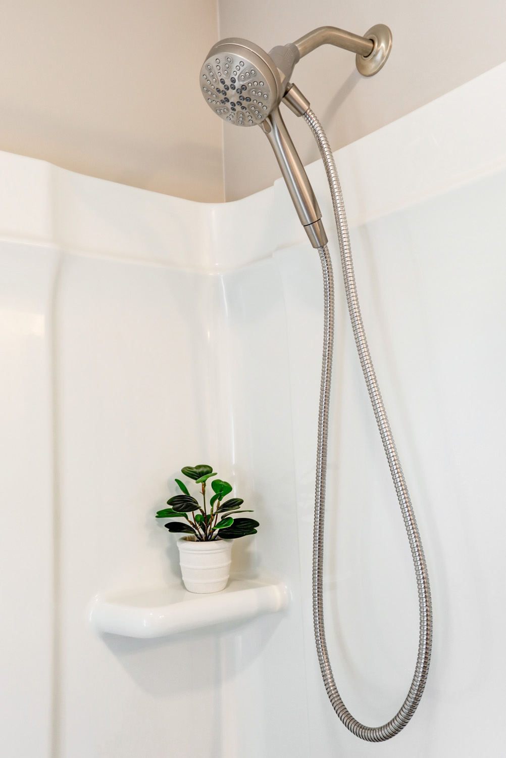 Brushed Nickel shower head in Manheim Township Bathroom Remodel 