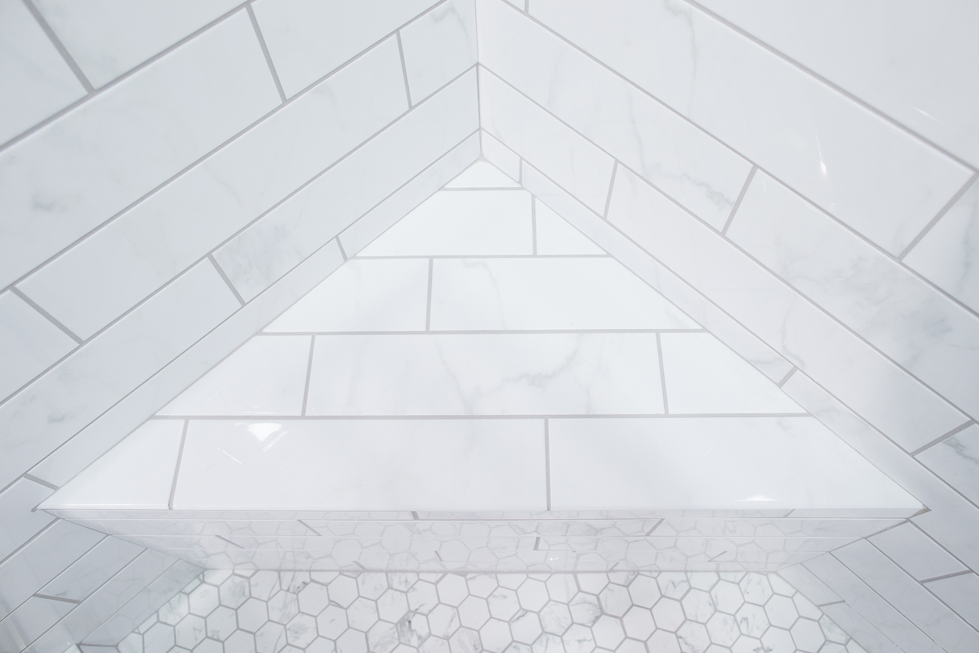 Shower bench tile in Ephrata bathroom remodel