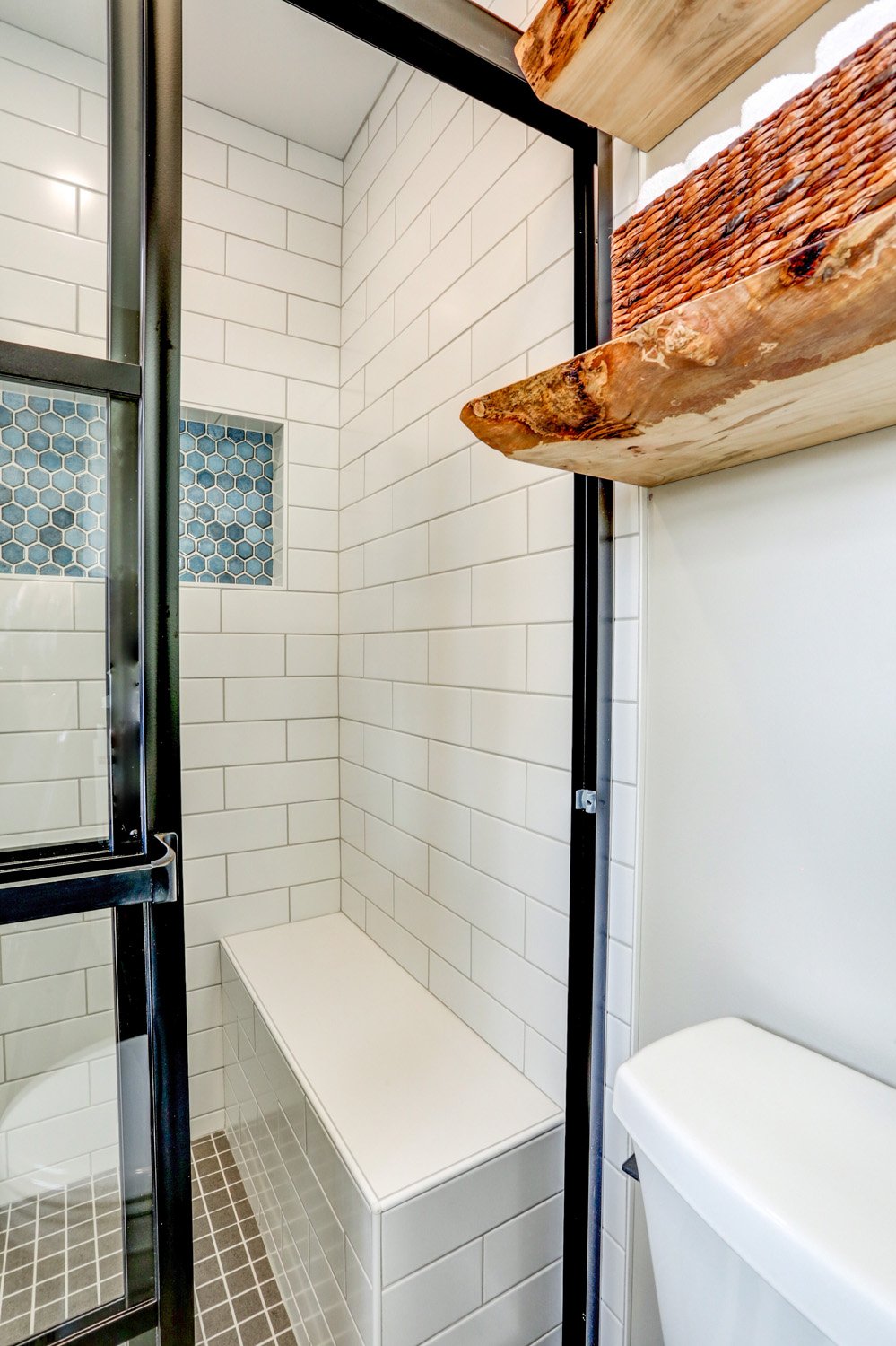 Tiled Shower with Bench in Master Bathroom Remodel in Lancaster 