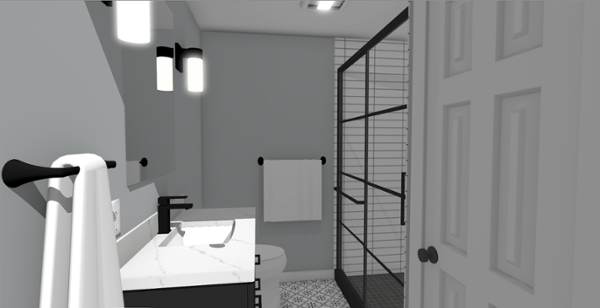 Design Rendering of Lancaster guest bathroom