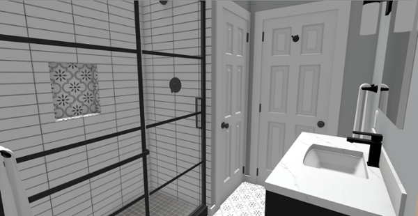 Lancaster guest bathroom design rendering