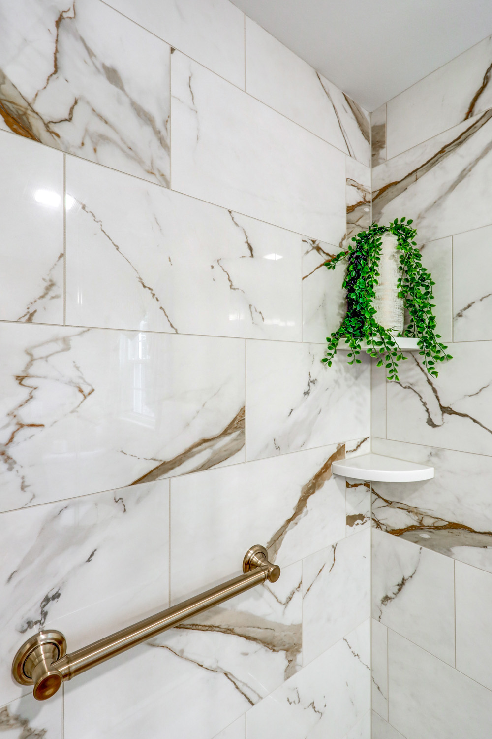 porcelain tile in shower in Manheim Township Master Bathroom Remodel