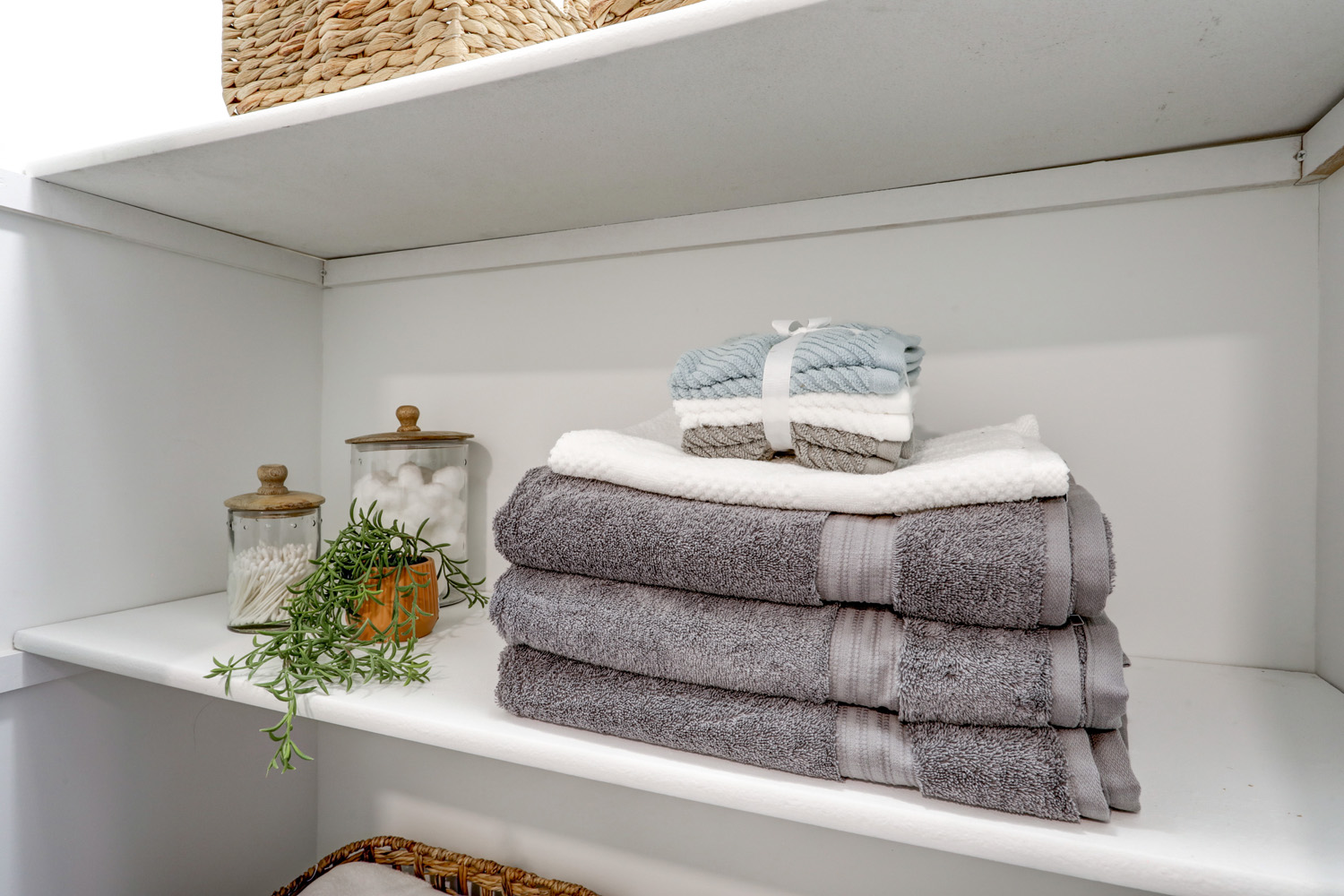 Storage shelves in Willow Street Master Bathroom Remodel