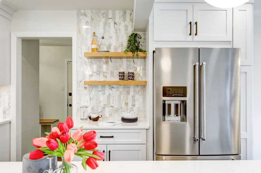 open air shelves in Lititz kitchen remodel