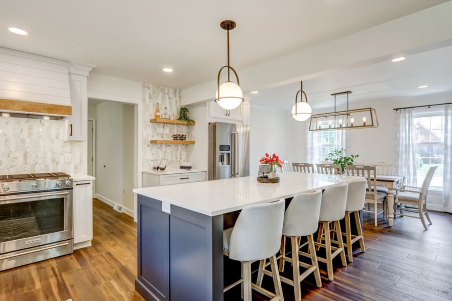 Lititz kitchen remodel with large kitchen island with seating