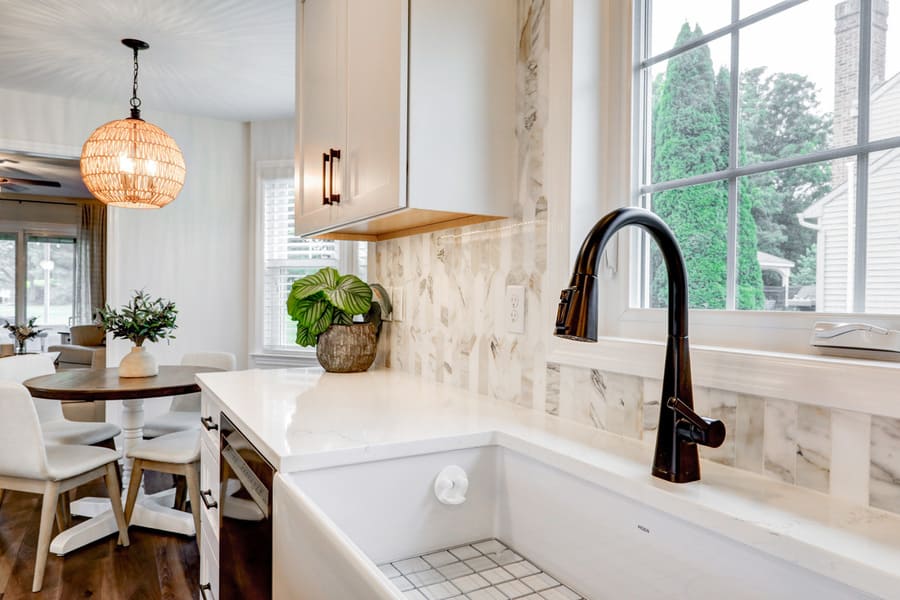 Lititz kitchen remodel with farm sink and matte black faucet