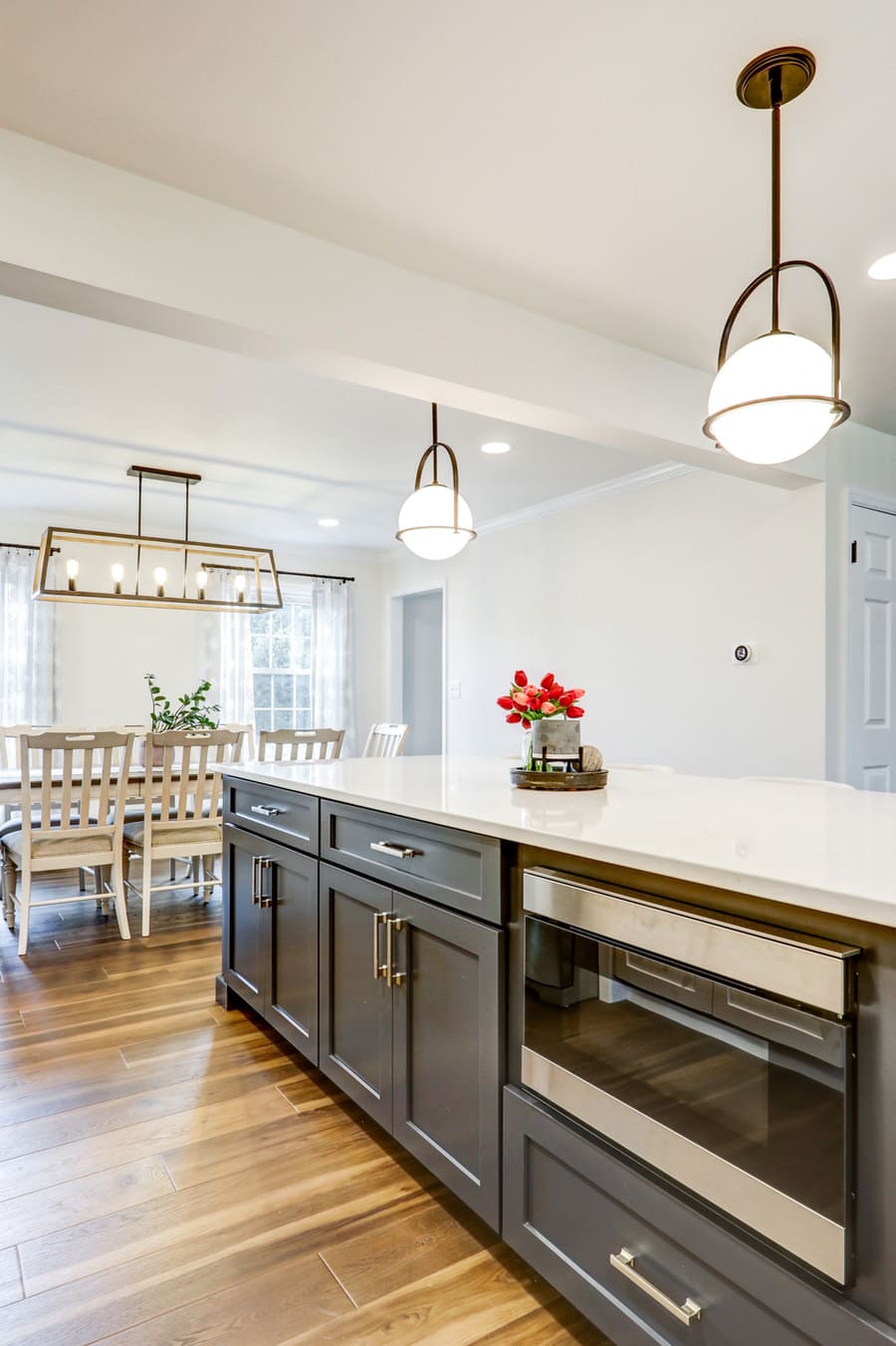 island with microwave in Lititz kitchen remodel