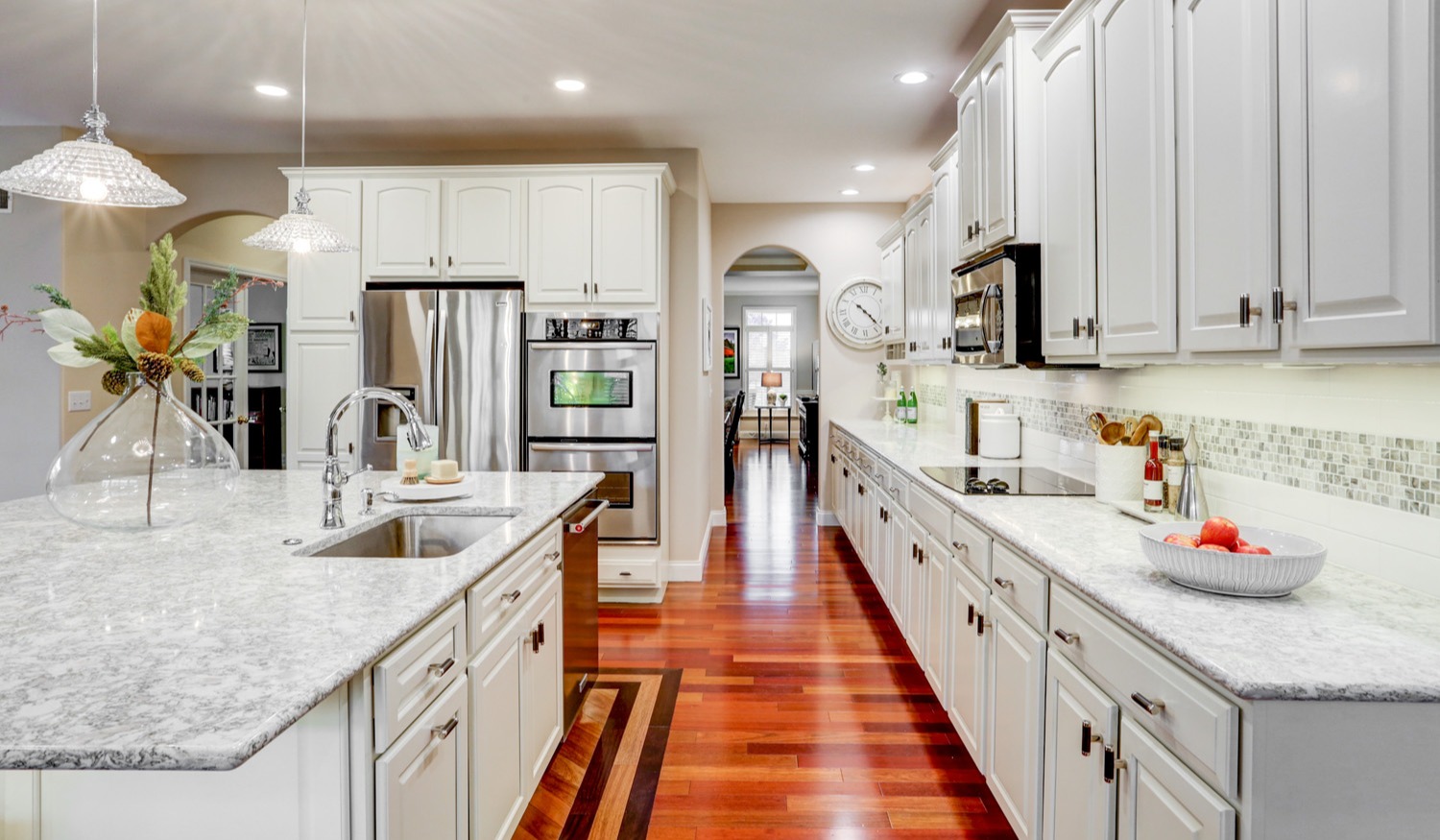 Vibrant wood floors in Centerville kitchen remodel