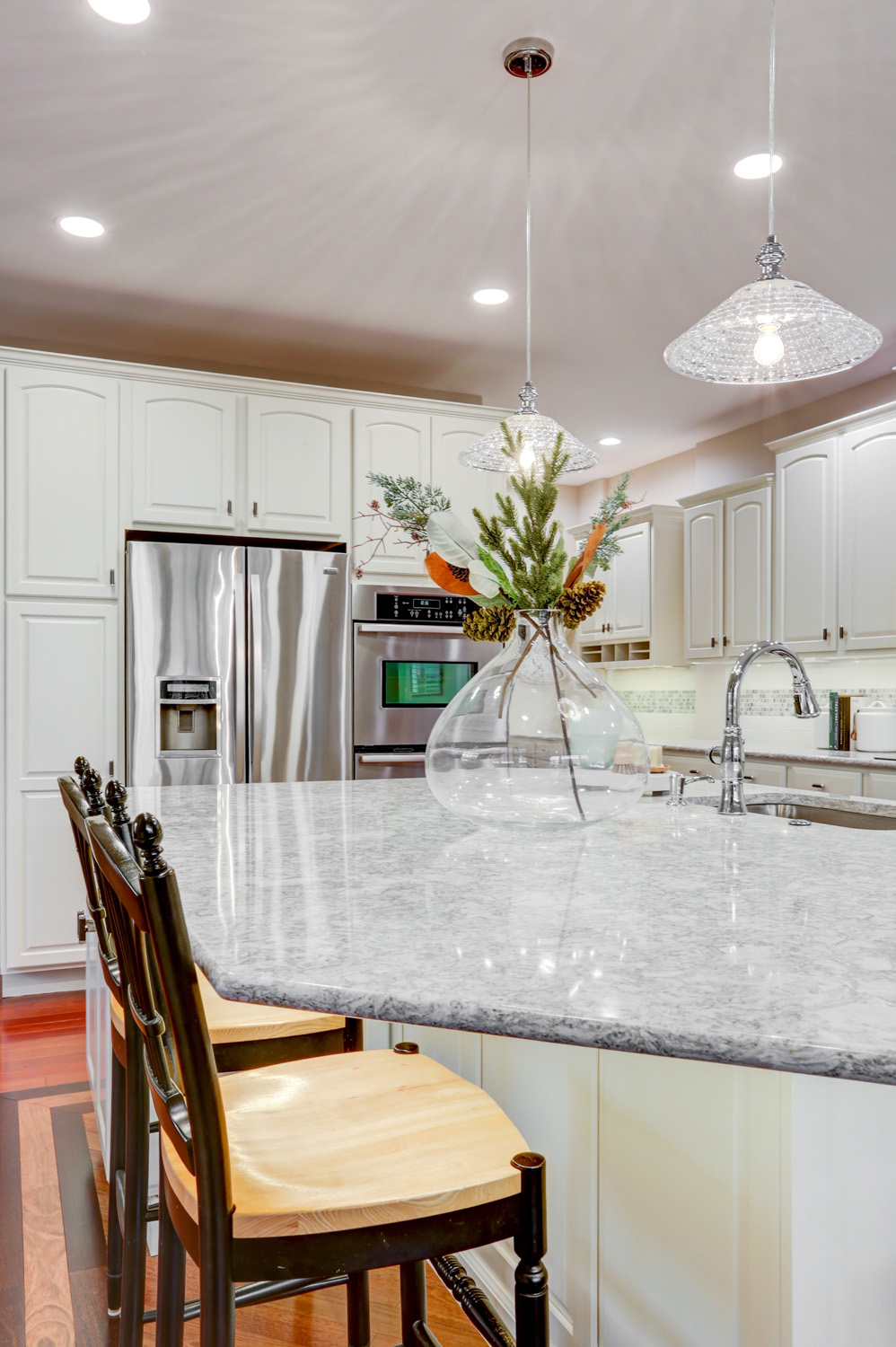 Bar Stool seating at Island in Centerville Kitchen Remodel