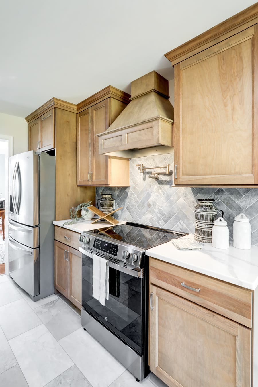 Willow Street Kitchen remodel with light wood cabinets