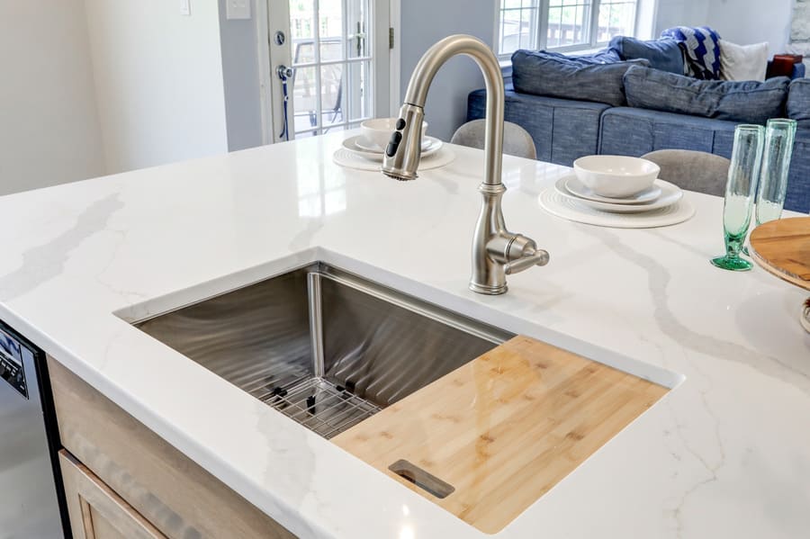 Willow Street Kitchen remodel with stainless steel sink and quartz countertop